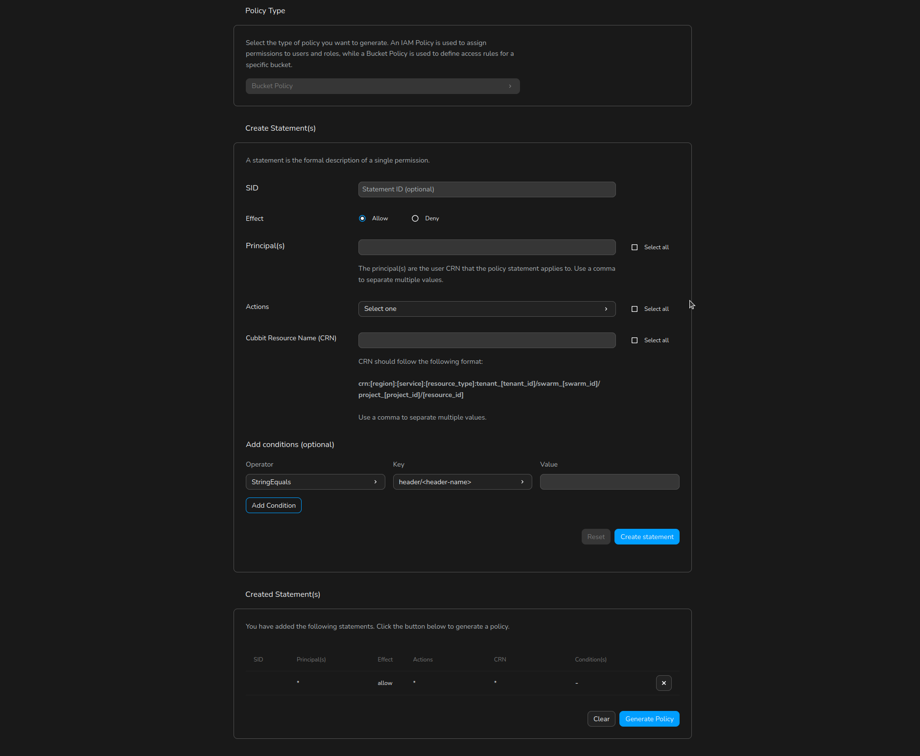 bucket policy generator