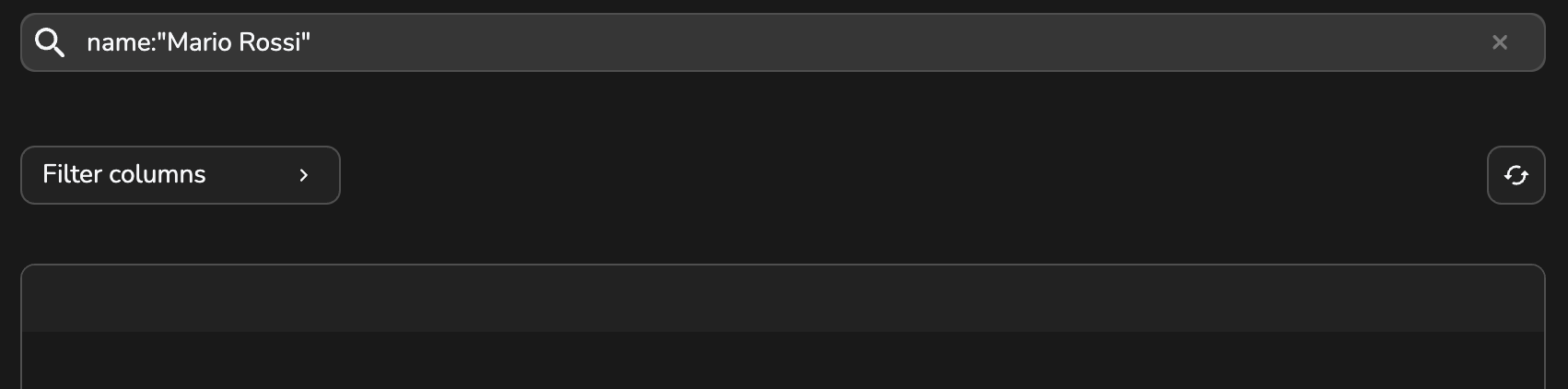 composer table searchbar double quotes