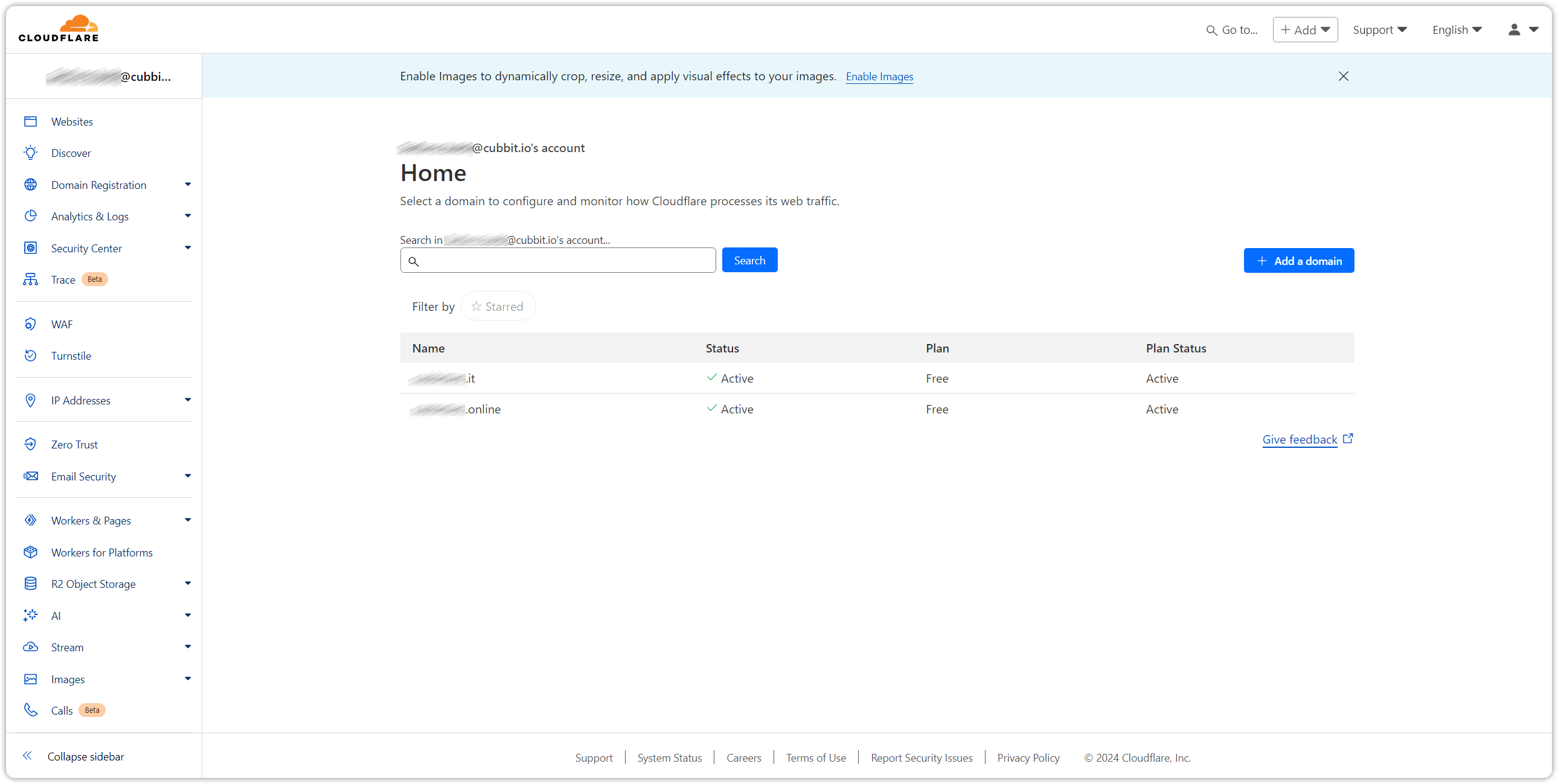 Cloudflare dashboard