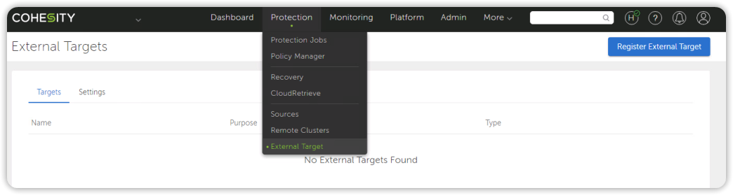 Cohesity External Target